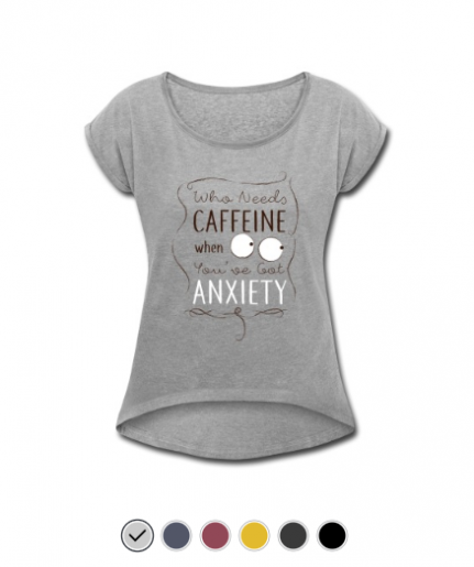 bitter hearts anxiety caffeine shirt in gray